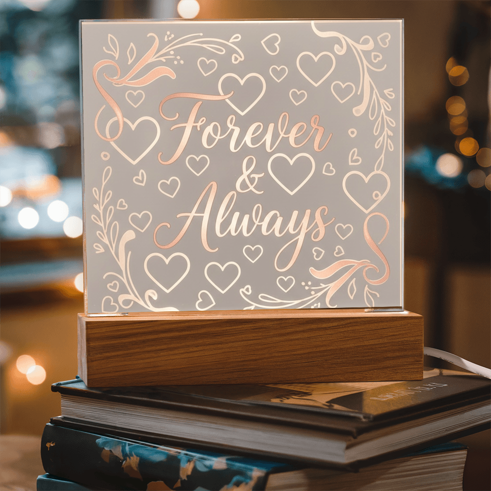 Forever & Always LED Acrylic Plaque - A Love That Shines Bright