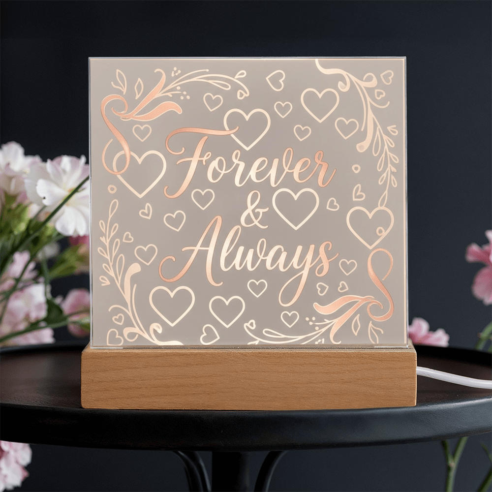 Forever & Always LED Acrylic Plaque - A Love That Shines Bright