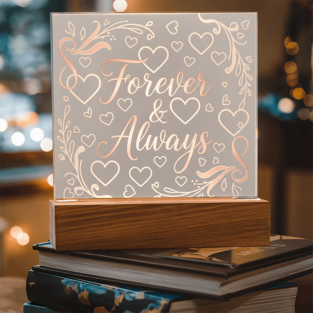 Forever & Always LED Acrylic Plaque - A Love That Shines Bright